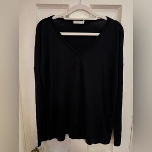 Rag&Bone Vince Black V-Neck Long Sleeve Top